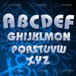 Metallic Alphabet Text on a Blue and Black Hued Background